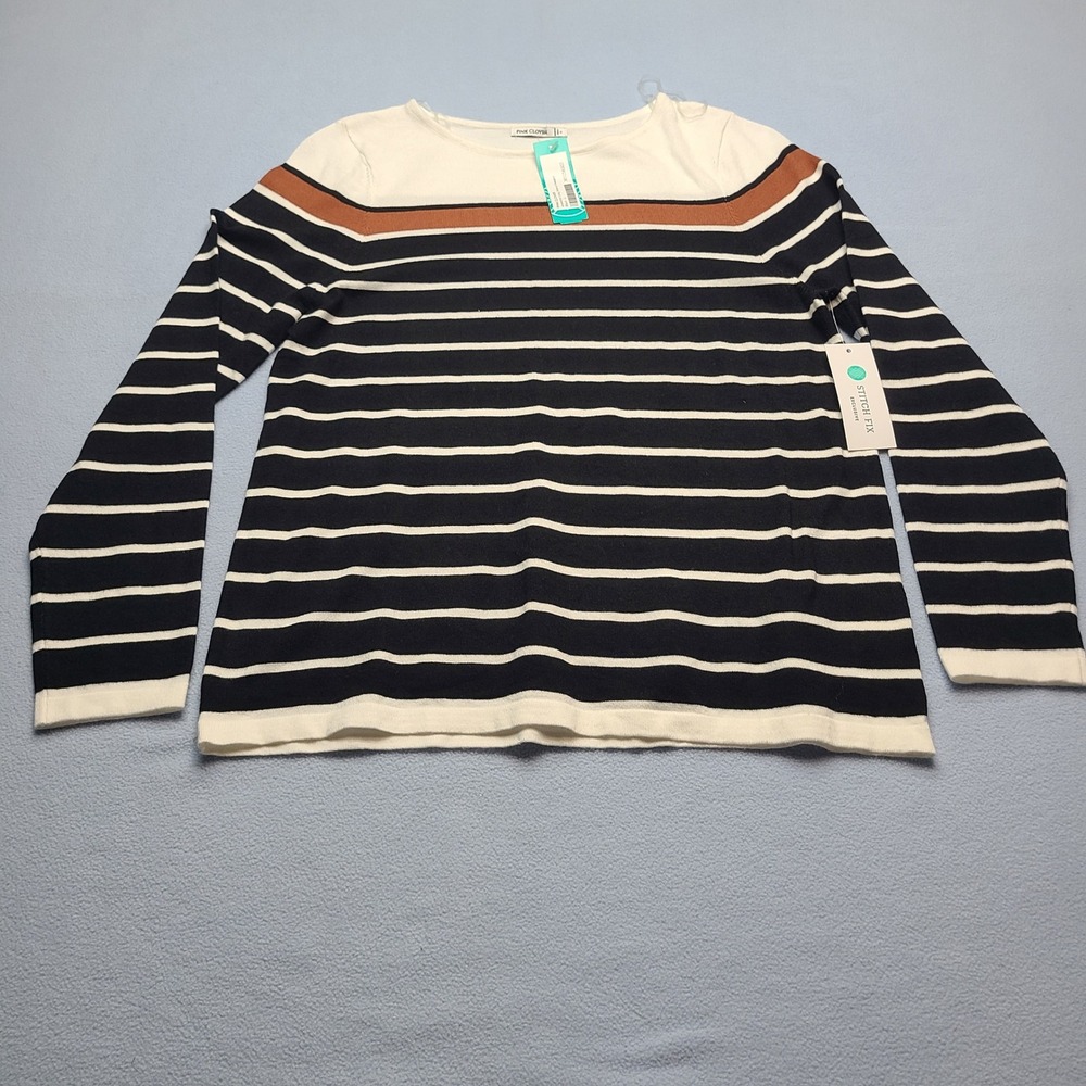 Pink Clover Sweater Womens L Blue White New Striped Colorblock